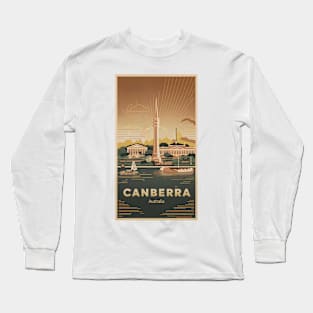 Retro Vintage Canberra Australia Travel Poster Long Sleeve T-Shirt